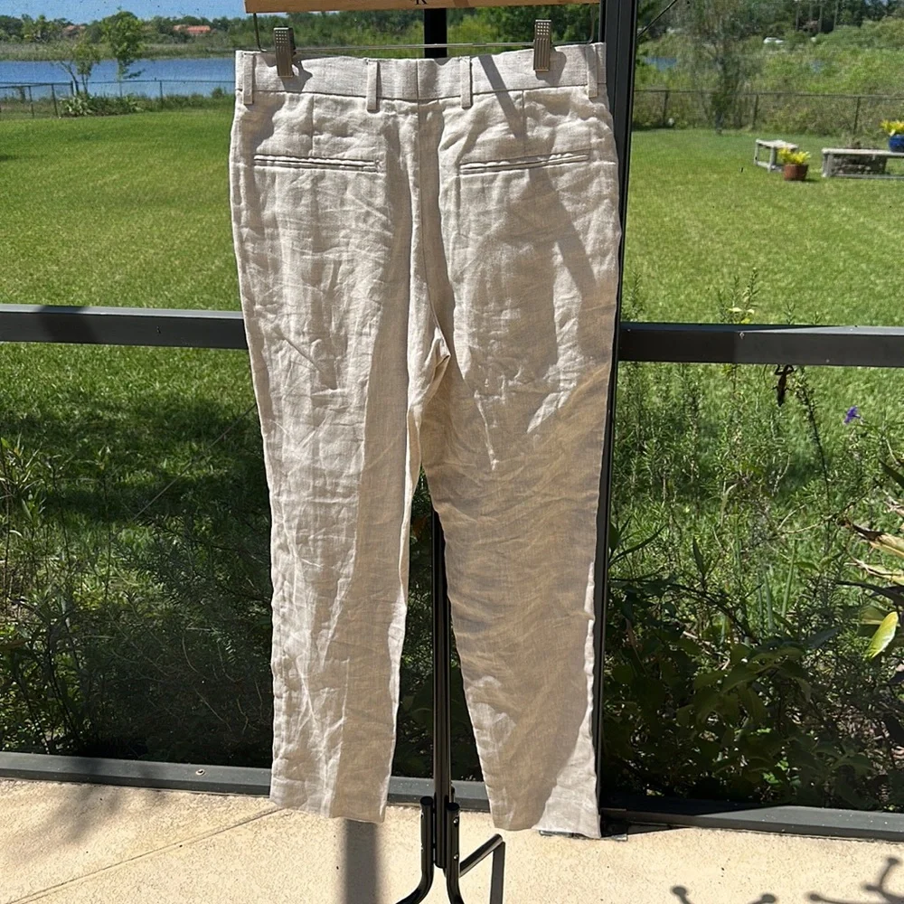 H&M LINEN PANTS 30R slim fit nwot